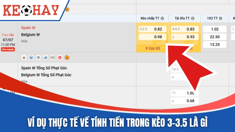 Ví dụ thực tế về tính tiền trong kèo 3-3.5 là gì